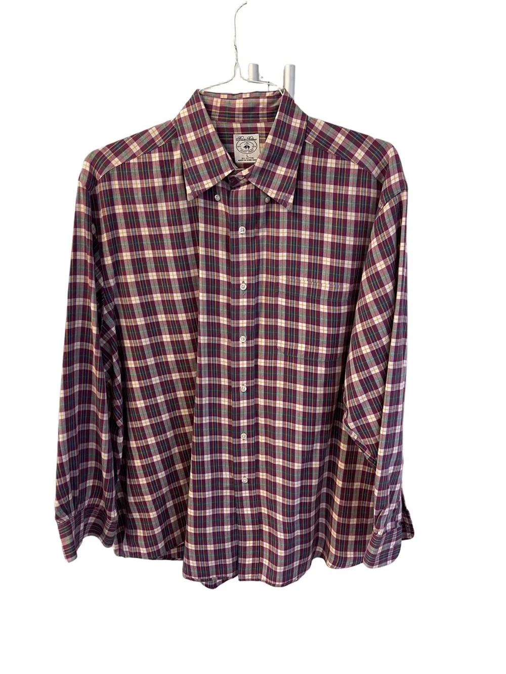 Brooks Brothers 1818 Men's Plaid Button-Down Sport Shirt Cotton  Multicolor Sz L